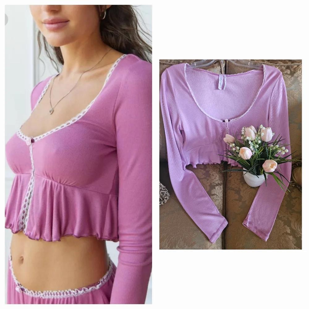 Down From Under Sweet Dreams Flyaway Top Purple/Pink - Picture 2 of 16